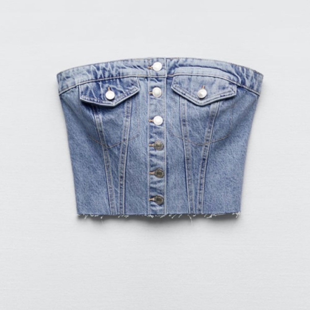 ZARA Denim Corset Top. Medium. NWT